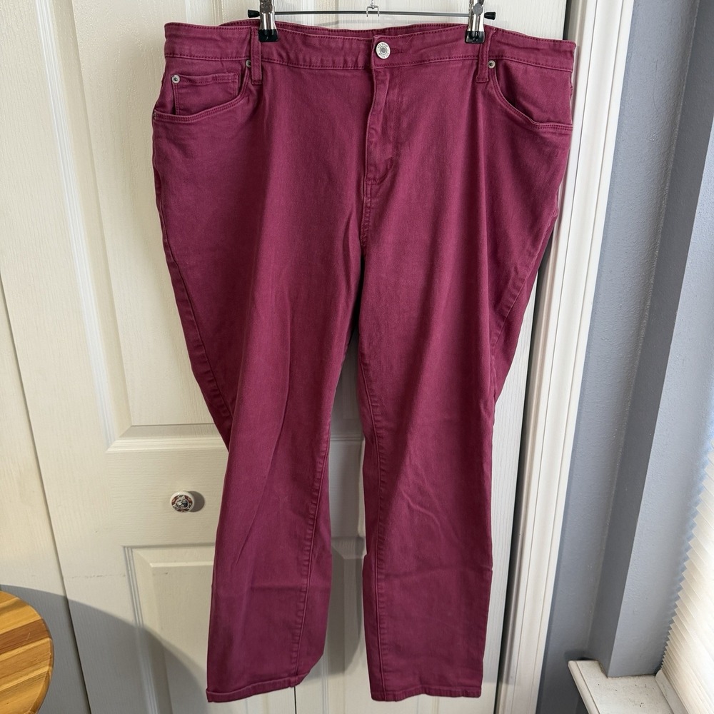 STS Blue Darren Mid Rise Girlfriend Burgundy Denim Jeans Women's Size 22 Boho